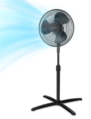 PELONIS Fan Portable 16 Inch Pedestal Fan| 3-Speed| 90° Oscillation| Adjustable Height| Standing Floor Fan for living room, bedroom, kitchen, and home office| Black, PFS40M2ABB - 101776