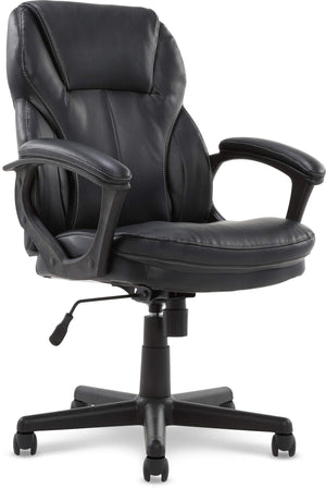 Serta Manager Office, Ergonomic Computer Chair with Layered Body Pillows Contoured Lumbar Zone, Faux Leather, Black - 101140