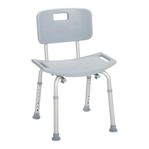 Drive Medical RTL12202KDR Shower Chair with Back, Adjustable Stool with Suction Feet, Shower Seat for Inside Shower or Tub, Bathroom Bench Bath Chair for Elderly and Disabled, 300 LB Weight Cap, Grey - 104620