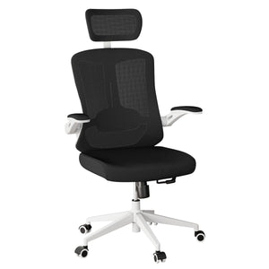 Ergonomic Office Chair, High Back Computer Desk Chair Comfy Lumbar Support - Home Office Swivel Mesh Chair with Adjustable Headrest & Backrest, Flip-up Armrest, PU Silent Rolling Wheels, Dual Color - 104772