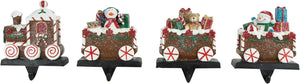 Northlight Set of 4 Gingerbread Train Christmas Stocking Holders, 4.75", Brown