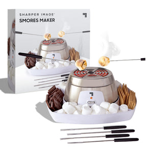 SHARPER IMAGE Electric Tabletop S'mores Maker for Indoors, 6-Piece Set, Includes 4 Skewers & 4 Serving Compartments, Easy Cleaning & Storage, Tabletop Marshmallow Roaster, Family Fun For Kids Adults - 105000