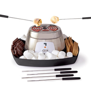 SHARPER IMAGE Electric S'mores Maker [Amazon Exclusive] 8-Piece Kit, 6 Skewers & Serving Tray, Small Kitchen Appliance, Flameless Tabletop Marshmallow Roaster, Date Night Fun Kids Family Activity - 105012