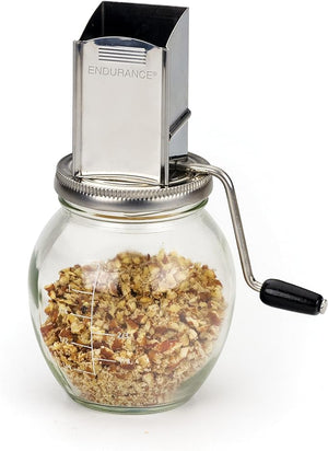 RSVP International Endurance Vintage Inspired Nut Grinder, 1.25 Cup Capacity, Glass Bottom - 104275