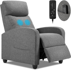 Smug Recliner Chair Massage Reclining for Adults, Comfortable Fabric Recliner Sofa Adjustable Home Theater Seating Lounge with Padded Seat Backrest, Small Recliners for Living Room, (Grey)