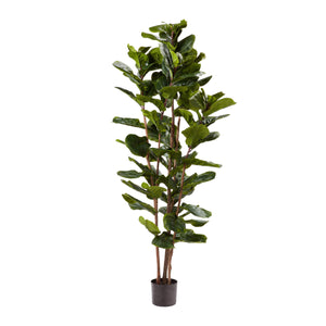 Pure Garden Artificial Fiddle Leaf Fig Tree with Pot and Natural Feel Leaves for Home or Office Décor, 72", Green - 104765