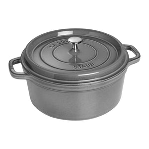 Staub Cast Iron 7-qt Round Cocotte - Graphite Grey, Made in France - 104734