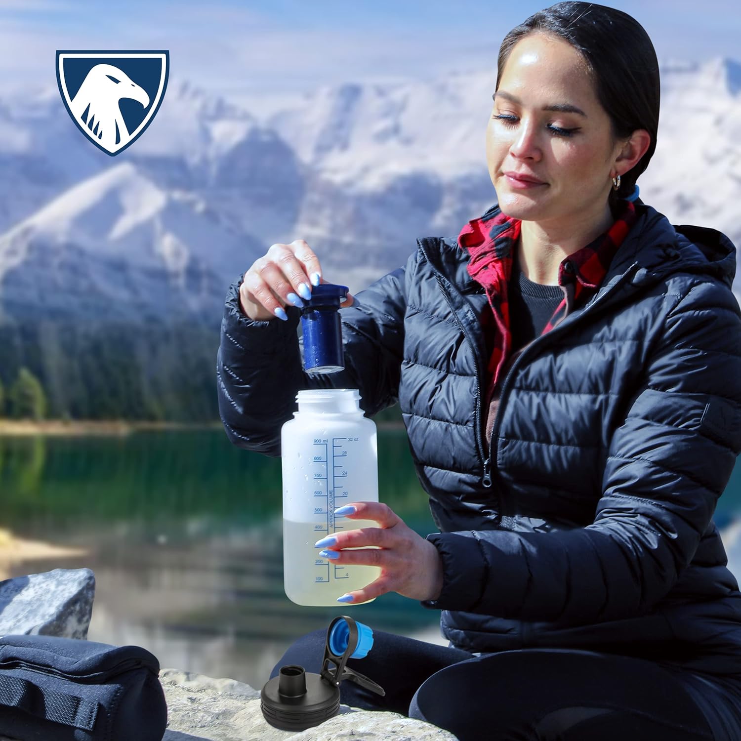 Survivor Filter Bottle - USA Made - Water Purification - with Case - for Hiking/Camping/Running - 100552