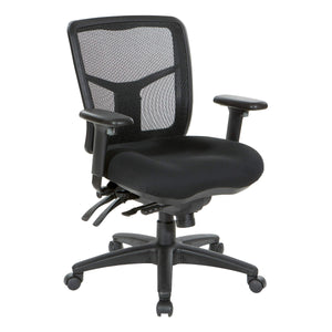 Office Star ProGrid Breathable Mesh Manager's Office Chair with Adjustable Seat Height, Multi-Function Tilt Control and Seat Slider, Mid Back, Coal FreeFlex Fabric - 104787