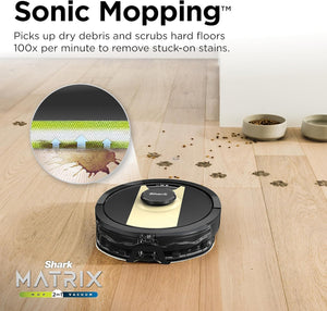 SHARK Shark RV2410WD IQ 2-in-1 Robot Vacuum & Mop with Matrix Clean & Sonic Mopping, Perfect for Pet Hair, Carpets, Hard Floors, Compatible with Alexa, Black/Gold, No Self-Empty Base (Renewed) - 105231