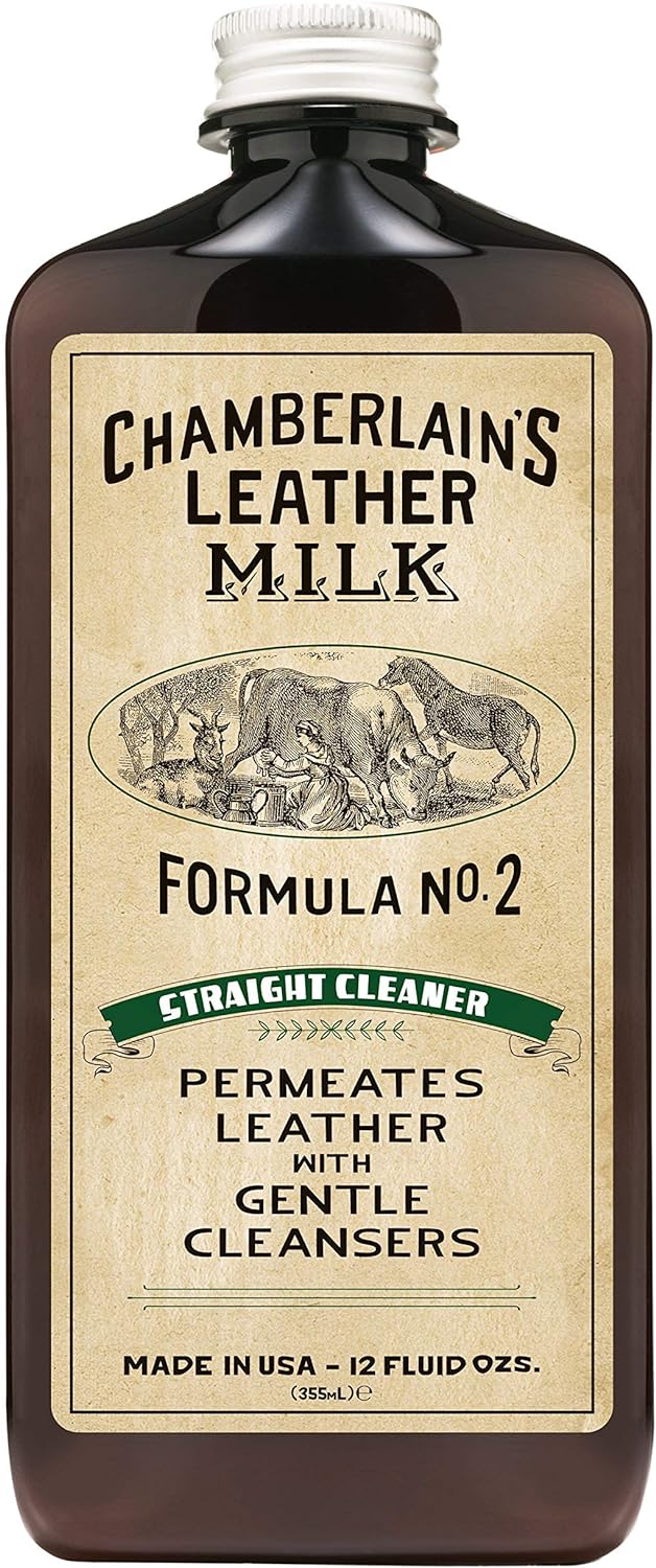 Leather Milk Leather Cleaner - Straight Cleaner No. 2 - All Natural, Non-Toxic Deep Cleaner Made in The USA. 2 Sizes. Includes Premium Cleaning Pad! - 100519