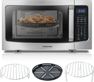 TOSHIBA 4-in-1 ML-EC42P(SS) Countertop Microwave Oven, Smart Sensor, Convection, Air Fryer Combo, Mute Function, Position Memory 13.6" Turntable, 1.5 Cu Ft, 1000W, Silver