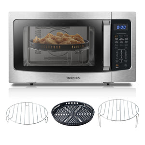 TOSHIBA 4-in-1 ML-EC42P(SS) Countertop Microwave Oven, Smart Sensor, Convection, Air Fryer Combo, Mute Function, Position Memory 13.6" Turntable, 1.5 Cu Ft, 1000W, Silver - 104718