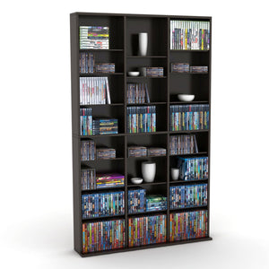 Atlantic Oskar 756 Media Storage Cabinet – Protects & Organizes Prized Music, Movie, Video Games or Memorabilia Collections, PN 38435713 in Espresso - 104721