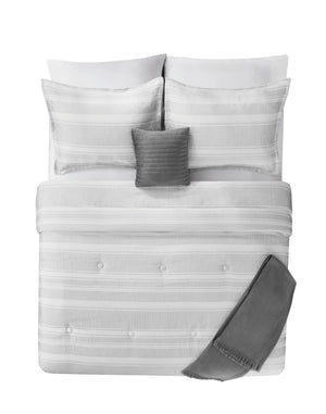 Mainstays 5-Piece Black and White Stripe Comforter Set, King - 105306