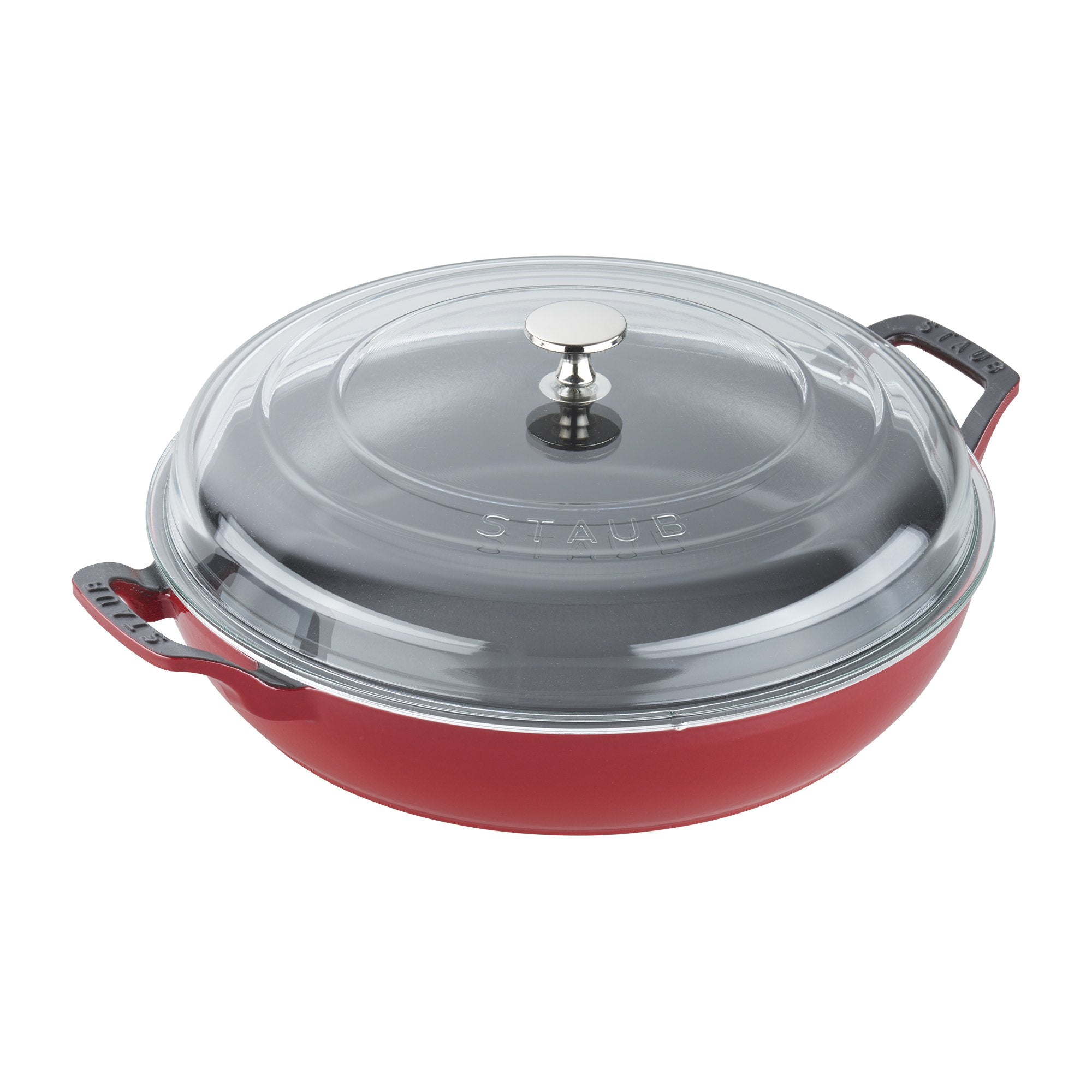 STAUB Braiser with Glass Lid, 3.5-Qt, Cherry - 100131