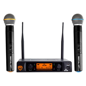 Nady DW-22 Dual Digital Wireless Handheld Microphone System – Dual Fixed UHF Frequency – Ultra-Low Latency with QPSK Modulation - Dual XLR and Mixed ¼” outputs - 100046