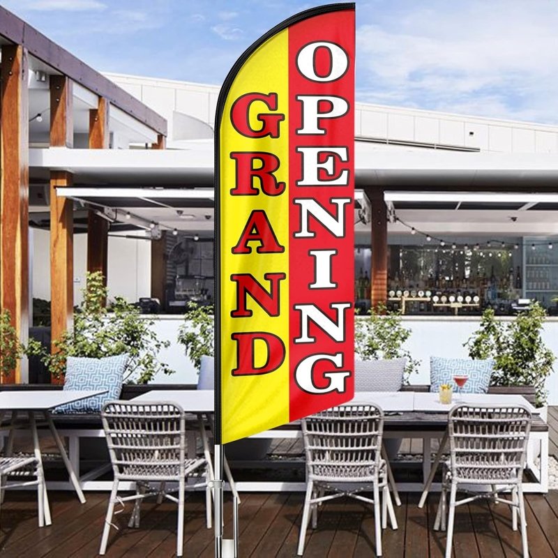 Grand Open Sign-11FT Grand Opening Polyester Swooper Flag with Flag Pole Kit, Ground Stake(3.4m)