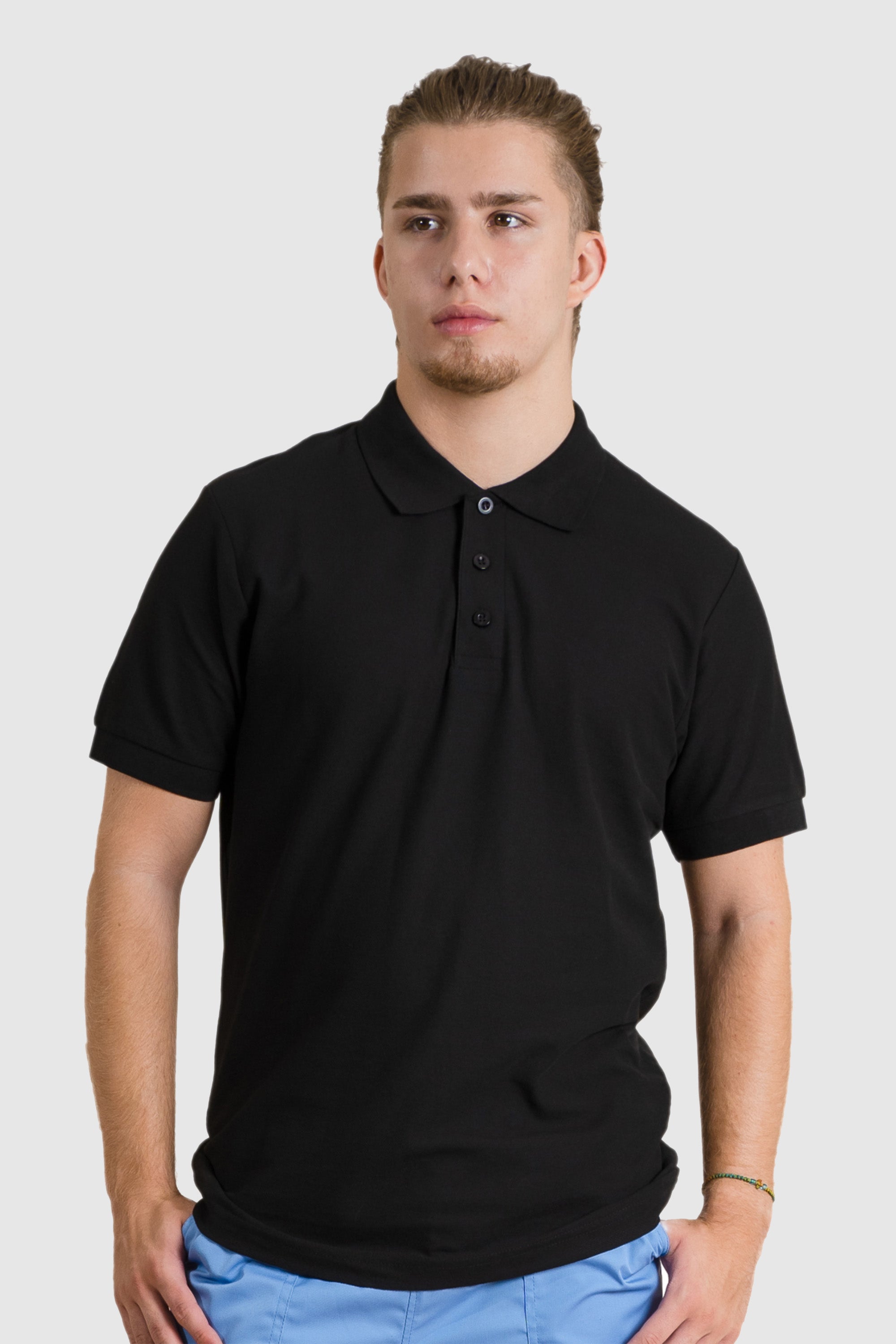 Tricou Polo Negru Unisex Bumbac 190g Confort