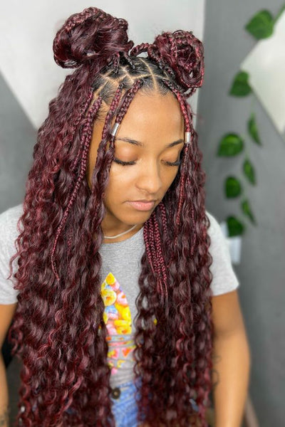 Half-Up Bohemian Box Braid Updo