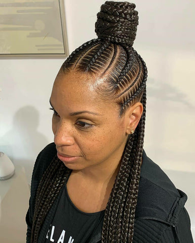 Half Up Half Down Cornrow High Bun