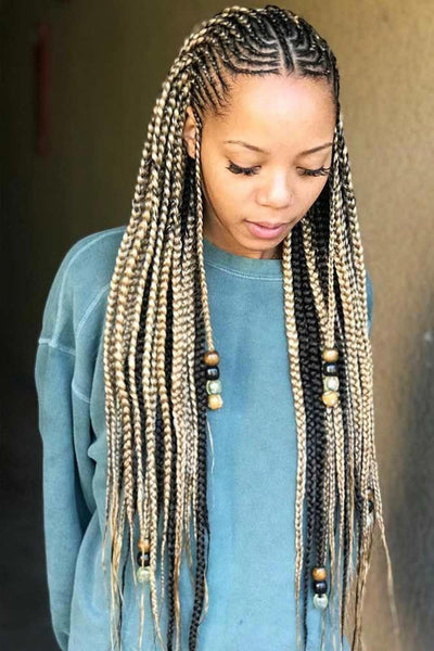 Fulani Braids with Weave