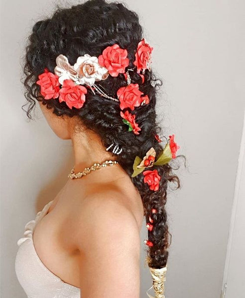 Braids with multi-color Flowers