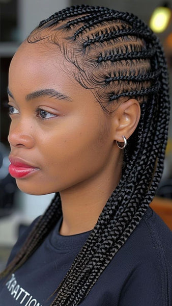 Small Knotless Braids with Zigzag Parting
