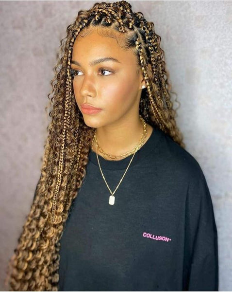 Brown Bohemian Box Braids