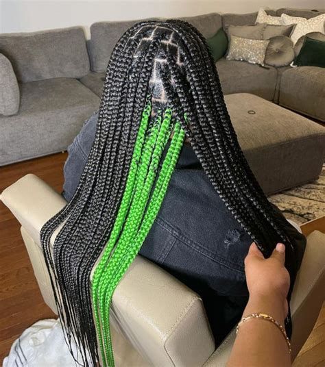 black and green Peekaboo braids