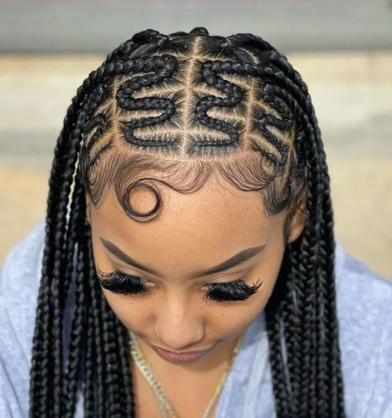Fulani Braids with Shaved Designs