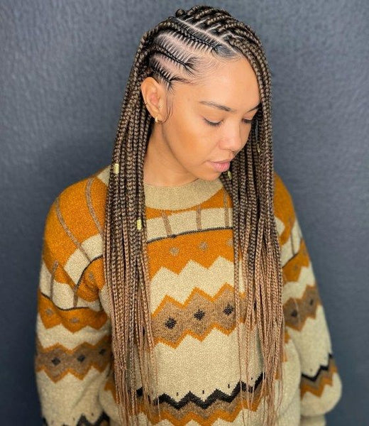 side part tribal braids