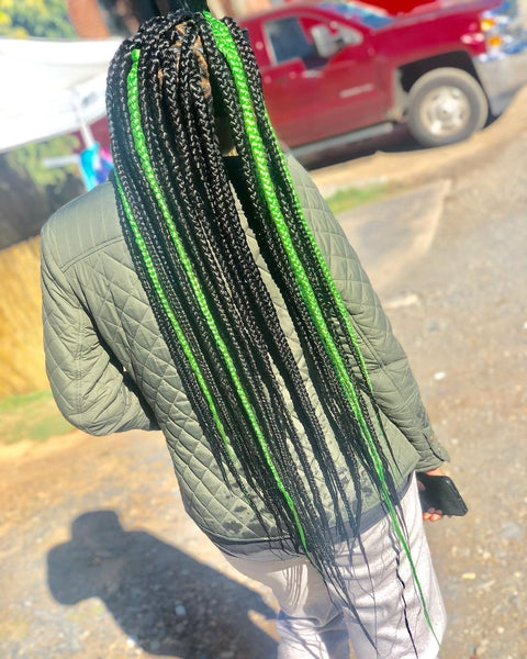 Black and Green Large Knotless Braids
