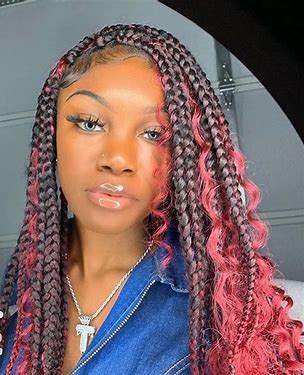 Boho Box Braids with Color