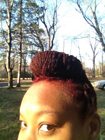 Bold Red Locs Updo