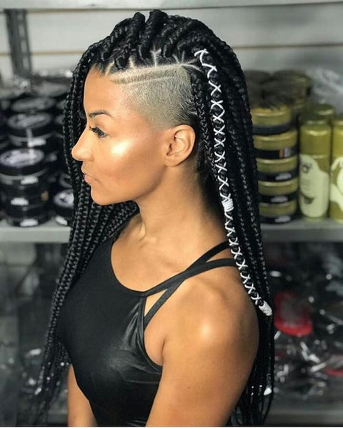 Box Braids Mohawk with Loose Sides