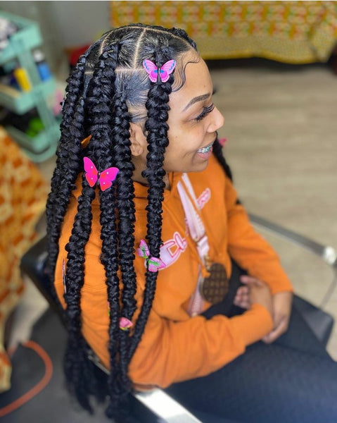 Box Braids with Butterfly Clips