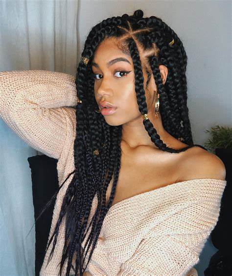 Box Braids with Hoops