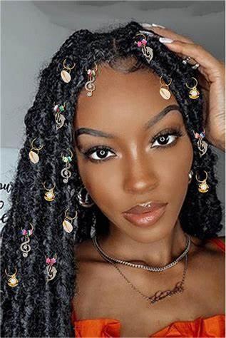 Box Braids with Shell Embellishments