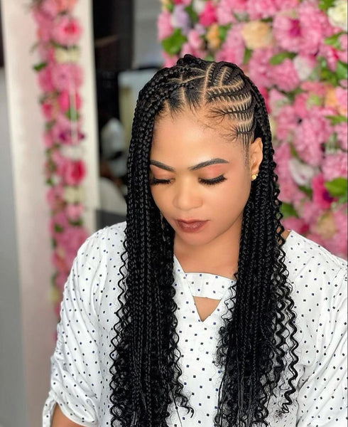 Box Braids with Side Cornrows