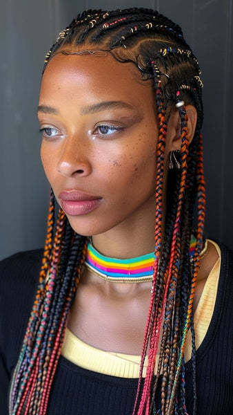 Tribal Braids with Colorful Threads