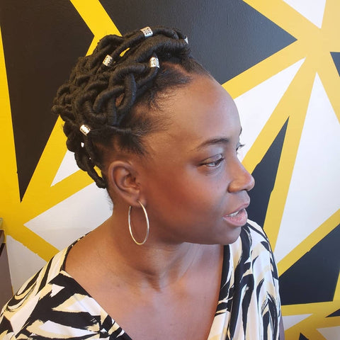 Crowned Locs Updo with Beads