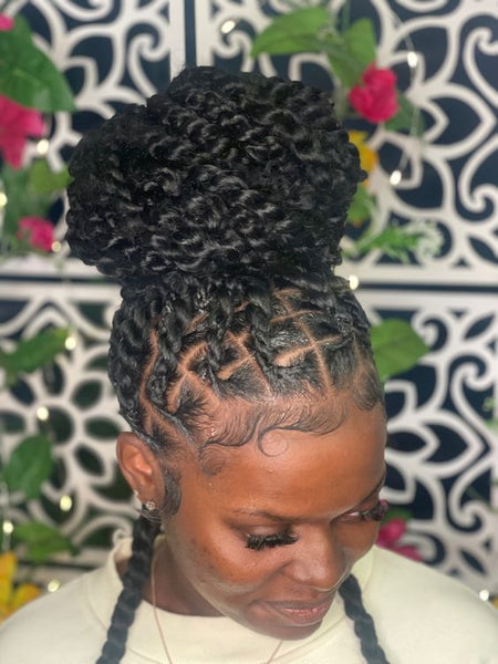 Tribal Cornrows with Natural Puff