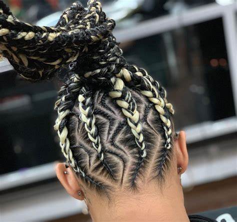 Goddess Braids in a Zigzag Updo