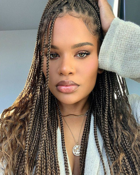 Box Braids with Loose Ends