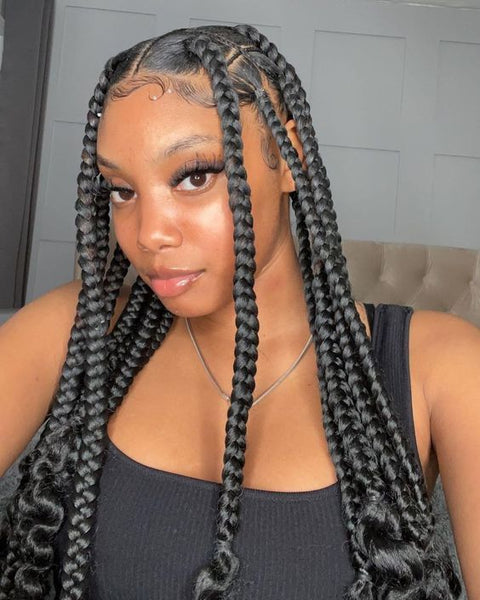 Large Knotless Box Braids With Curly Ends