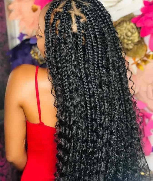 Large Knotless Braids With Curly Strands
