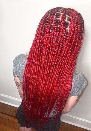 Red Small Knotless Braids