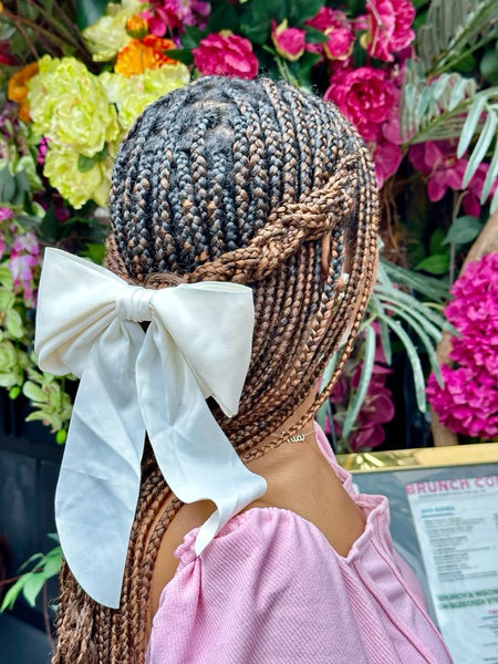 Back-Swept Tribal Cornrows with ribbons