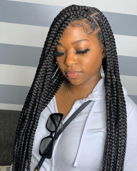 Side Part Large Knotless Braids
